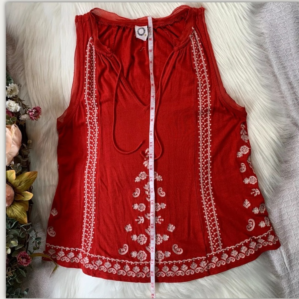 Akemi + Kin Anthropologie Size S Sleeves Top Red - Picture 6 of 8